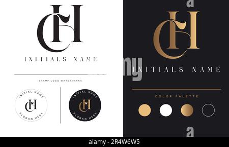 CH or HC Initial Monogram Text Letter Logo Design Stock Vector