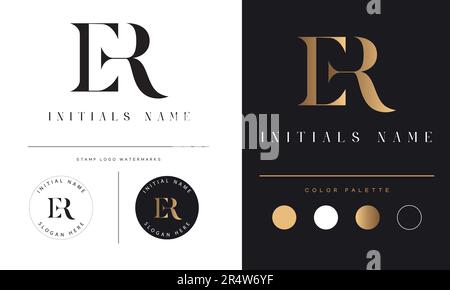 Luxury ER or RE Initial Monogram Text Letter Logo Design Stock Vector