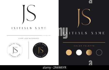 JS or SJ Initial Monogram Text Letter Logo Design Stock Vector