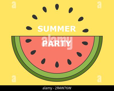 Watermelon on a yellow background. Summer. Summer party invitation, poster, banner. Vector Stock Vector