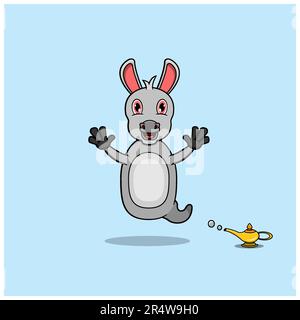 Cute and Funny Animals With Donkey. Genie Character. Perfect For Mascot, logo, icon, and Character Design. Vector and illustration Stock Vector