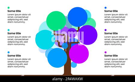 Infographic template with 6 options or steps. Tree. Can be used for workflow layout, diagram, banner, webdesign. Vector illustration Stock Vector