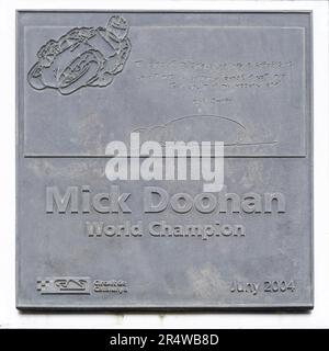 MONTMELLO, SPAIN-JUNE 4, 2021: Commemorative plaque to Mick Doohan at Circuit de Barcelona-Catalunya Stock Photo