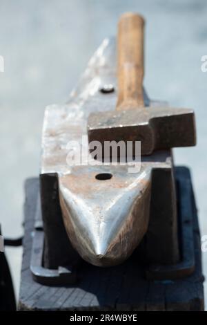 Anvil and Hammer, Blacksmith Tools Stock Photo