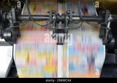 roll offset print machine in a large print shop for production of newspapers & magazines Stock Photo