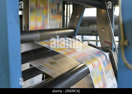 roll offset print machine in a large print shop for production of newspapers & magazines Stock Photo