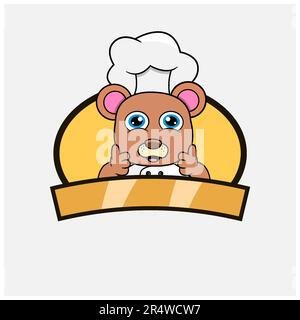Cute Bear Chef and Cooking Theme. Mascot, Character, Logo, label, And Icon. Vector and Illustration. Stock Vector