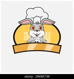 Cute Rabbit Chef and Cooking Theme. Mascot, Character, Logo, label, And Icon. Vector and Illustration. Stock Vector