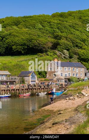 Picturesque view of Axmouth Harbour near Seaton, Devon, UK in May Stock Photo