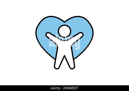 Wellness icon. People in heart. icon related to healthy living. Two tone icon style design. Simple vector design editable Stock Vector