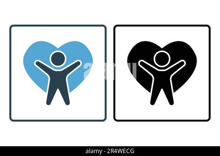 Wellness icon. People in heart. icon related to healthy living. Solid icon style design. Simple vector design editable Stock Vector