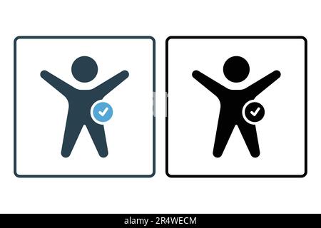 Wellness icon. People with check marks. icon related to healthy living. solid icon style design. Simple vector design editable Stock Vector