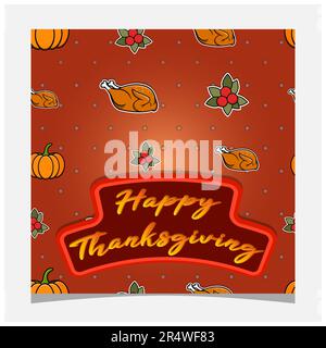 Happy Thanksgiving Card Design. Template Greeting Card, Poster, Flyer and Invitation. Vector and Illustration. Stock Vector