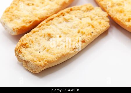 three cardamom biscuits on white background Stock Photo