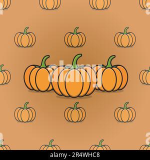 Cute seamless Country Fall patterns for Wallpapers and Wall Design With Pumpkins. Vector and Illustration. Stock Vector