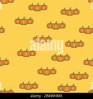 Cute seamless Country Fall patterns for Wallpapers and Wall Design With Three Pumpkins. Vector and Illustration. Stock Vector