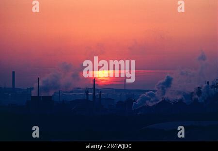 Australia. Industry. Petro chemicals industrial skyline at sunrise. Stock Photo