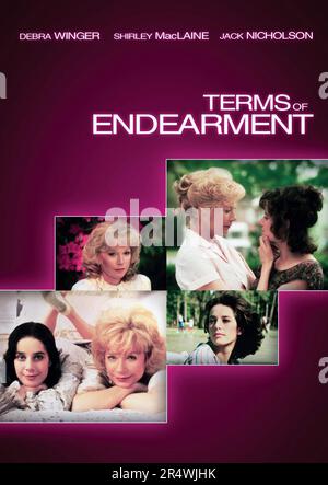 Terms of Endearment is a 1983 comedy-drama film that was adapted from the novel of the same name by Larry McMurtry. Directed by James L. Brooks and starring Shirley MacLaine, Debra Winger and Jack Nicholson. The story covers 30 years of the relationship between a mother and her daughter. Stock Photo