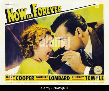 Now and Forever is a 1934 American drama film directed by Henry Hathaway. The screenplay by Vincent Lawrence and Sylvia Thalberg was based on a story by Jack Kirkland and Melville Baker. The film stars Gary Cooper, Carole Lombard, and Shirley Temple in a story about a criminal going straight for his child's sake Stock Photo