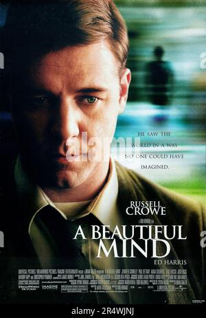 A Beautiful Mind is a 2001 American biographical drama film based on the life of John Nash, a Nobel Laureate in Economics. The film was directed by Ron Howard and was inspired by a bestselling, Pulitzer Prize-nominated 1998 book of the same name by Sylvia Nasar. The film stars Russell Crowe, along with Ed Harris and Jennifer Connelly. Stock Photo