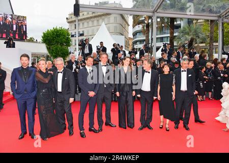 Cast members of the film 'Flo': Pierre Deladonchamps, Géraldine Danon, Victor Hadida, Alexis Michalik, Samuel Jouy, Stéphane Caillard, Charles Berling, Marilyne Canto, Guest 'The Zone of Interest' Cannes Film Festival Screening 76th Cannes Film Festival May 19, 2023 Stock Photo