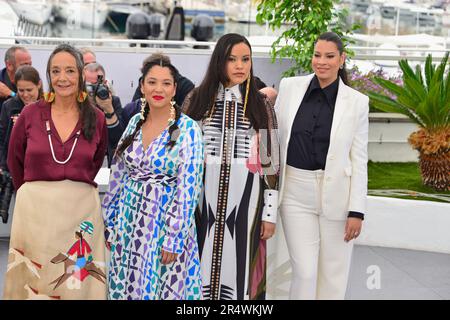 Tantoo Cardinal, Jillian Dion, Janae Collins, Cara Jade Myers Photocall of the film 'Killers of the Flower Moon' 76th Cannes Film Festival May 21, 2023 Stock Photo