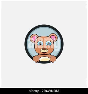 Funny Bear Head Character Design. Perfect For Logo, Label, Template and Icon. Vector and Illustration. Stock Vector