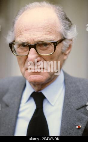 Portrait of Maurice Rheims, art historian and French academician, at home in Paris, circa 1982. Stock Photo