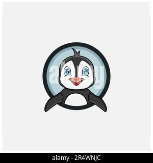 Funny Penguin Head Character Design. Perfect For Logo, Label, Template and Icon. Vector and Illustration. Stock Vector