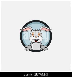Funny Rabbit Head Character Design. Perfect For Logo, Label, Template and Icon. Vector and Illustration. Stock Vector