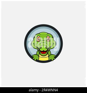 Funny Crocodile Head Character Design. Perfect For Logo, Label, Template and Icon. Vector and Illustration. Stock Vector
