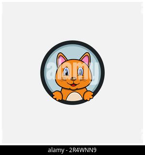 Funny Cat Head Character Design. Perfect For Logo, Label, Template and Icon. Vector and Illustration. Stock Vector