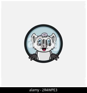 Funny Raccoon Head Character Design. Perfect For Logo, Label, Template and Icon. Vector and Illustration. Stock Vector