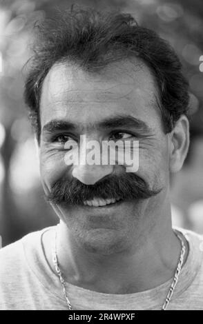 Portrait of the French-Iranian tennis player Mansour Bahrami in 1988. Stock Photo