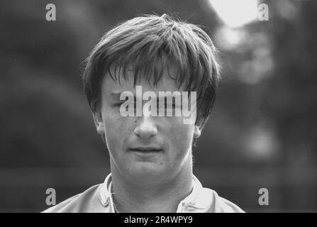 Portrait of French tennis player Henri Leconte during the French Open in May 1980. Stock Photo