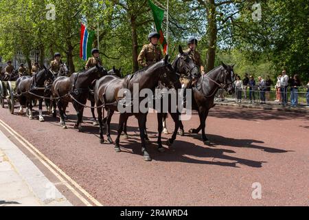 London, UK. 30th May, 2023. Members of the Household Cavalry rehearse at Horse Guards Parade ahead of Trooping The Colour, the celebration of the birthday of King Charles III, which takes place on 17th June credit Richard Lincoln/Alamy Live News Stock Photo