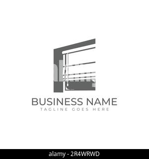 Creative window treatment logo design vector. Blinds window coverings logo design vector isolated in a white background Stock Vector