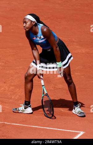 Paris, France. 30th May, 2023. Tennis player Coco Gauff (USA) is in action at the 2023 French Open Grand Slam tennis tournament in Roland Garros, Paris, France. Frank Molter/Alamy Live news Stock Photo