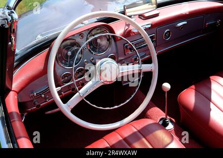 interior of mercedes benz 190sl motor car Stock Photo