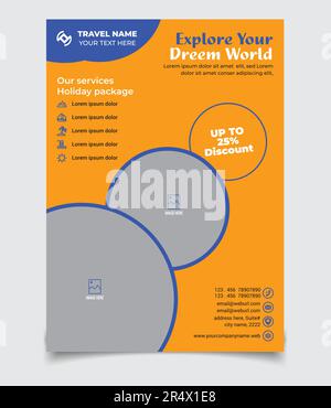 Tourism or Traveling Advertising Services Provide Flyer Template Design vector, Travel Agency Flyer Stock Vector