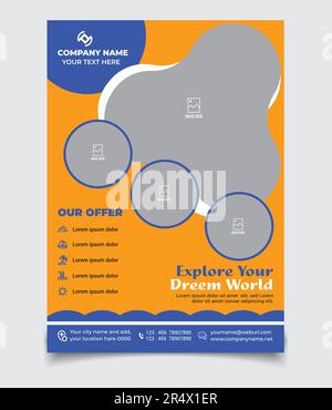 Tourism or Traveling Advertising Services Provide Flyer Template Design vector, Travel Agency Flyer Stock Vector