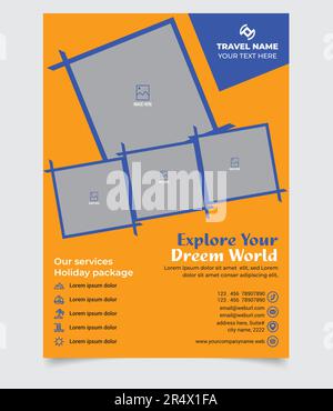 Tourism or Traveling Advertising Services Provide Flyer Template Design vector, Travel Agency Flyer Stock Vector