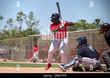 Boston Red Sox Deundre Jones (77) catches a fly ball during an Extended  Spring Training baseball game against the Minnesota Twins on May 4, 2023 at  Century Link Sports Complex in Fort