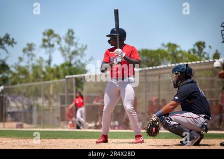 Boston Red Sox Deundre Jones (77) catches a fly ball during an Extended  Spring Training baseball game against the Minnesota Twins on May 4, 2023 at  Century Link Sports Complex in Fort