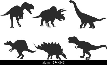 Dinosaur black silhouette collection vector design illustration Stock Vector