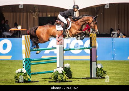 Lexi Ray of Canada competes during the Major League Show Jumping event