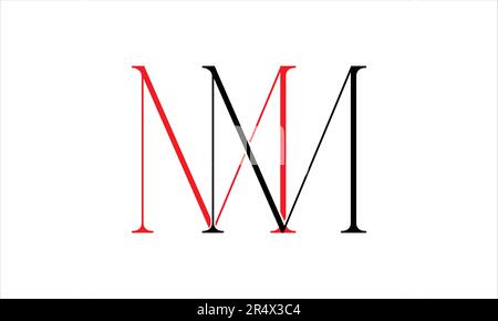 MM M Red and Black Initial Letter Vector Logo Design Stock Vector