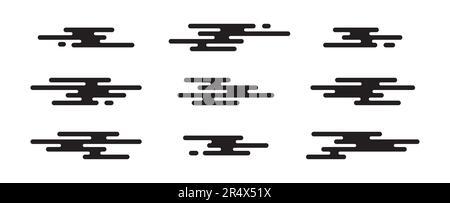 Asian clouds. Japanese and chinese style clouds. Simple black japan or china shape isolated on white background. Traditional oriental design prints Stock Vector