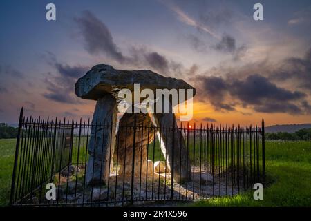 Kits Coty Megalith near Aylesford Kent Part of the medway megalithic stones at sunset Stock Photo