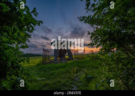 Kits Coty Megalith near Aylesford Kent Part of the medway megalithic stones at sunset Stock Photo